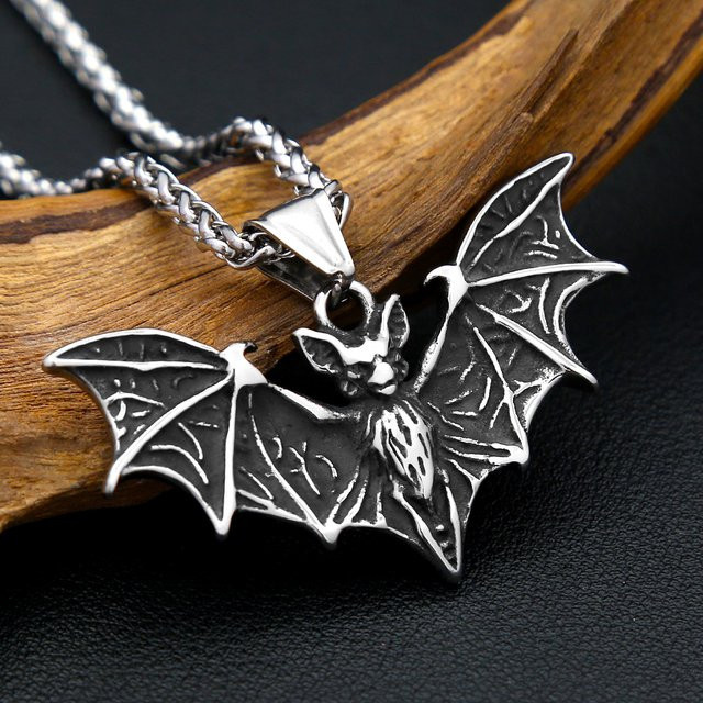 NORTHMAN Halskette, Fledermaus Anhänger, Edelstahl, Silber, Unisex - Bild 1