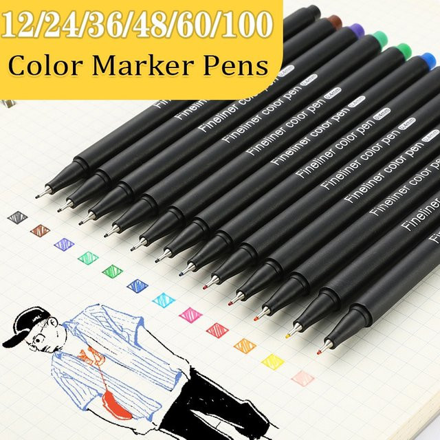 Hakenlinien Nadelstift-Marker für Kunst und Schule mit 0,4 mm Spitze in verschiedenen Farben auf Wasserbasis - Bild 1