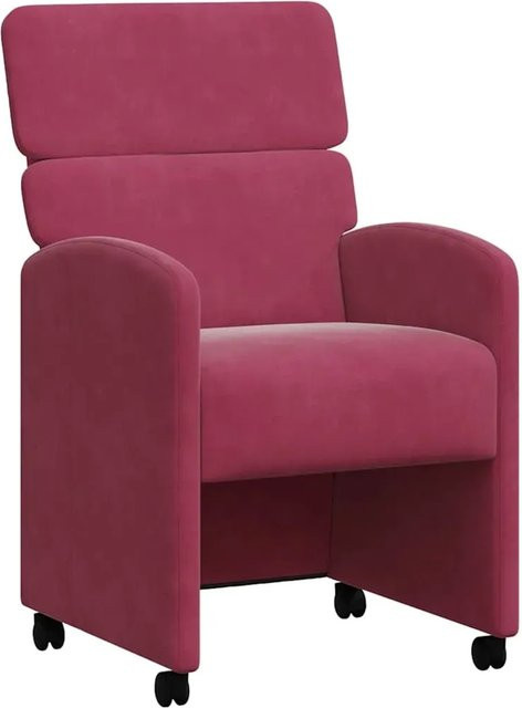 vidaXL Esszimmerstühle aus Samt mit Rollen und Armlehnen, 2er Set, Weinrot, B: 58 cm, T: 65 cm, H: 98 cm - Bild 1