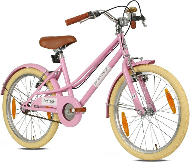 PROMETHEUS BIKES Kinderfahrrad 20 Zoll Retro Look mit Felgenbremse & Ständer Rosa - Bild 1