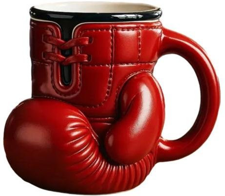 Boxhandschuh Kaffeetasse in 3D-Design aus Edelstahl und Keramik, rote Teetasse mit 12oz für Boxer und Fitnessbegeisterte - Bild 1