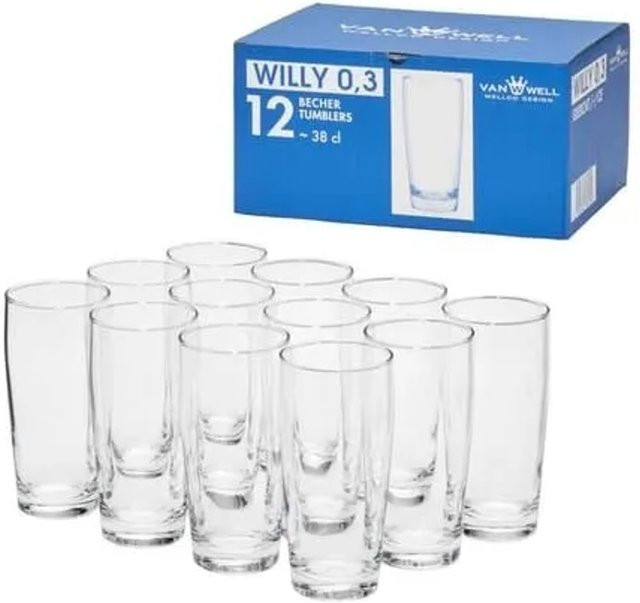 Van Well Willy Becher Set, 24er Set, transparent, 0,3 l, geeicht - Bild 1
