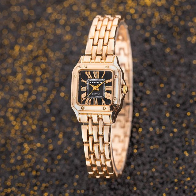 Armbanduhr Damen, Quarz, Gold, Rechteckig, Legierung - Bild 1