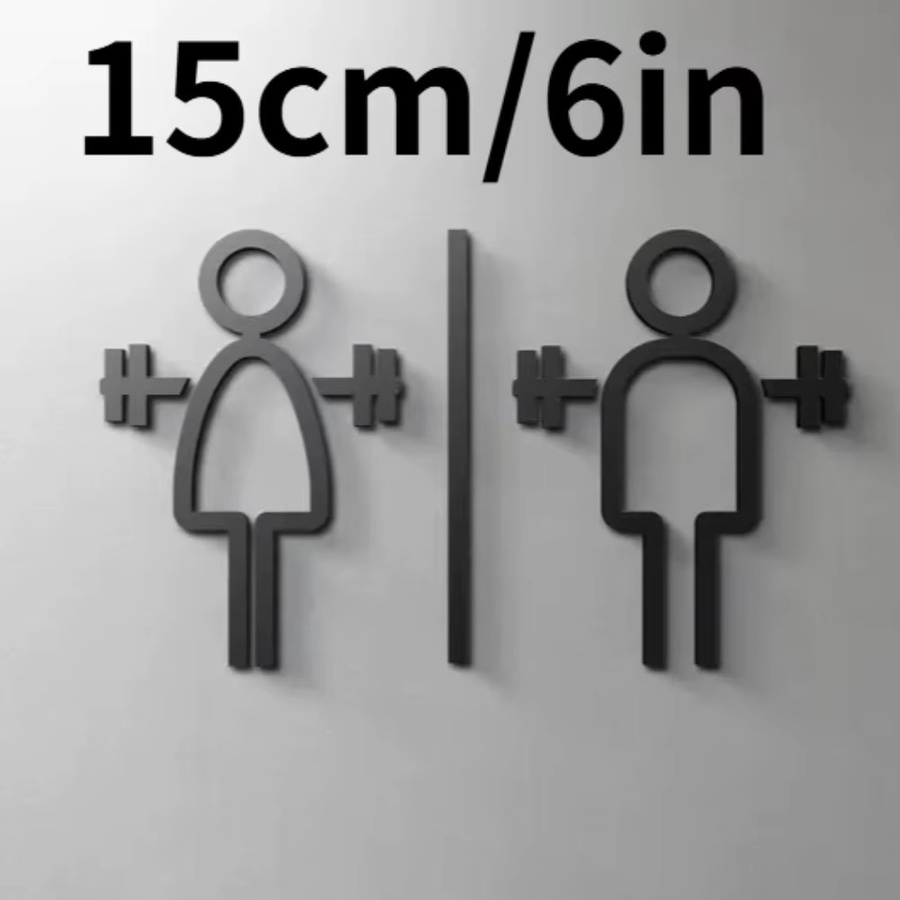 CIFBUY 3D-Acryl-Toilettenschild aus Metall in Schwarz als selbstklebende Wanddekoration für Badezimmer und Fitnessstudios - Bild 2