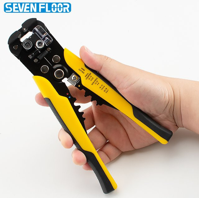 Professionelle Kabelabisolierzange mit Crimper und Cutter zum automatischen Abisolieren und Crimpen von Drähten - Bild 1