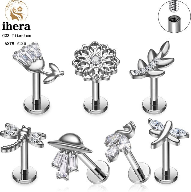 ihera Ohrstecker Titan, Libellen-Blumen, Zirkonia, Unisex - Bild 1
