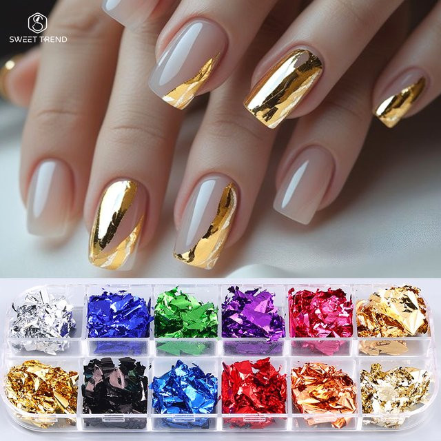 SWEET TREND Nagelfolien, Goldene und Silberne, Glitzer-Pailletten - Bild 1