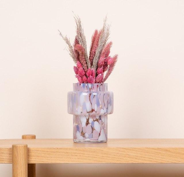 Glasvase BLUME2000 Konfetti in Rosa, Flieder und Weiß mit Sprenkel-Design, Höhe: 15,5 cm, Breite: 12,0 cm, Tiefe: 12,0 cm - Bild 1