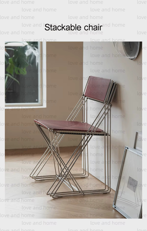 Stapelbarer Esszimmerstuhl von lohoym aus verchromtem Edelstahl in Silber und Weiß im minimalistischen Design - Bild 3