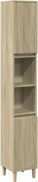 vidaXL Badschrank Sonoma-Eiche mit Türen und offenen Regalen, B/T/H: 30 x 30 x 190 cm - Bild 1