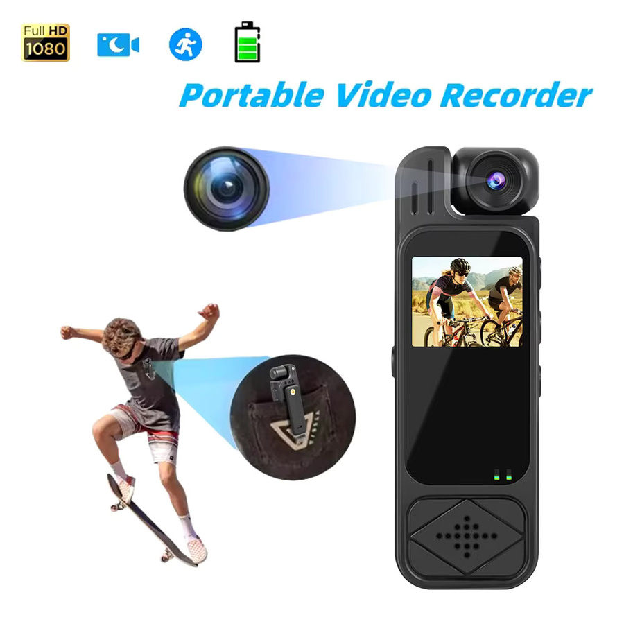Occkic Mini Action Kamera 1080P HD BodyCam mit 1,3 Zoll Display, IR Nachtsicht und Unterstützung für bis zu 128GB Speicher, Schwarz - Bild 4