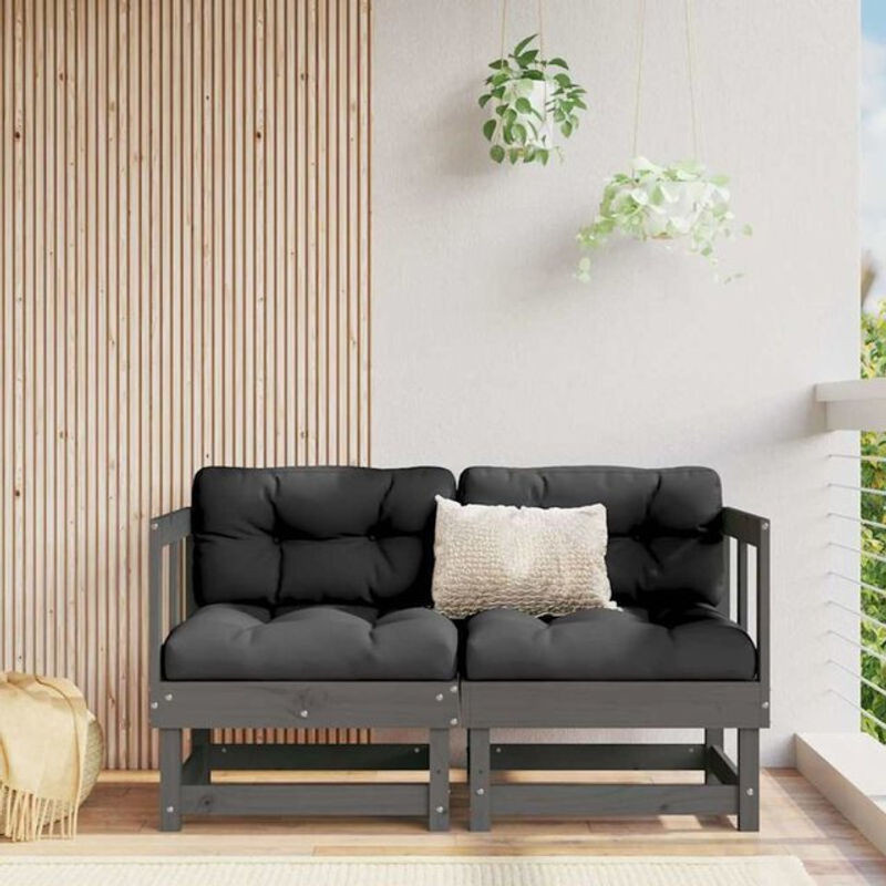 Set aus 2 Ecksofas mit Kissen in Grau aus Massivholz Kiefer von vidaxl - Bild 1
