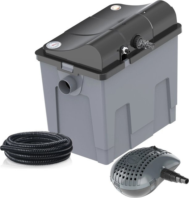 Heissner Durchlauffilter-Set FPU 10100 mit UVC-Klärer für Teiche bis 10.000 Liter in Grau - Bild 1