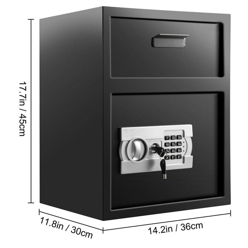 Digitaler Einwurftresor von Buying Solutions, MB mit elektronischem Zahlenschloss und Einwurfschlitz, Kohlenstoffstahl, Schwarz, B/T/H: 48 x 30 x 45 cm - Bild 5