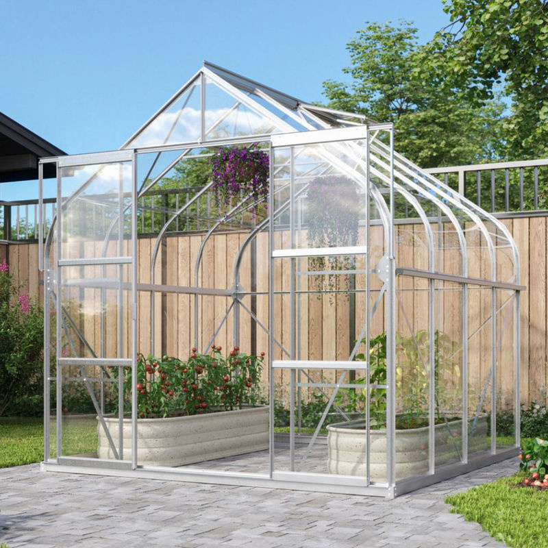 Vitavia Gewächshaus Dione 6700 mit Stahlfundamentrahmen und ESG-Sicherheitsglas in Silber, 6,7 m² - Bild 3