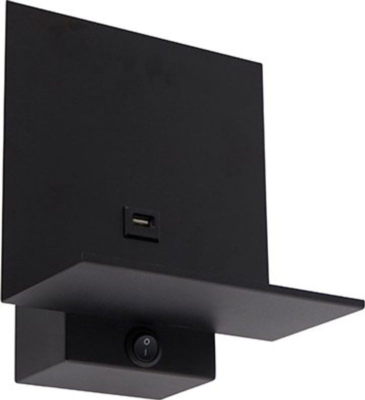 Moderne Wandleuchte QAZQA in Schwarz aus Stahl mit USB-Anschluss und G9 Fassung - Bild 1