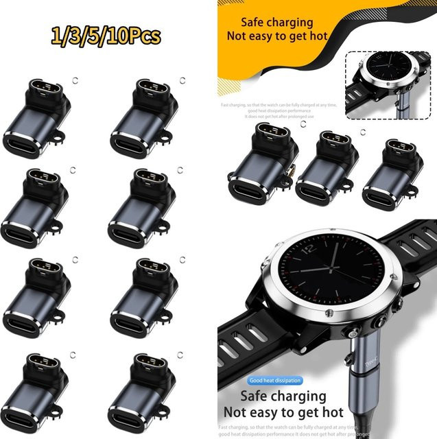 Typ-C-Ladeadapter für Garmin Fenix 7 7X 5S 6 6X 6S PRO Smartwatch, Ladekonverter Zubehör in Schwarz - Bild 1