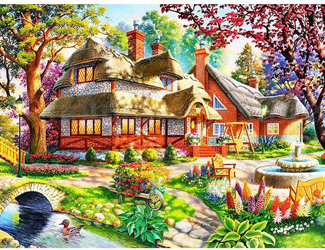 FIYO Diamond Painting Set Garten und Haus als 5D DIY Diamant Malerei in Multicolor, B/H: 20 x 30 cm - Bild 1