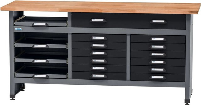 Küpper Werkbank mit 17 Schubladen in Schwarz-Hellgrau, B/T/H: 84 x 60 x 170 cm - Bild 1