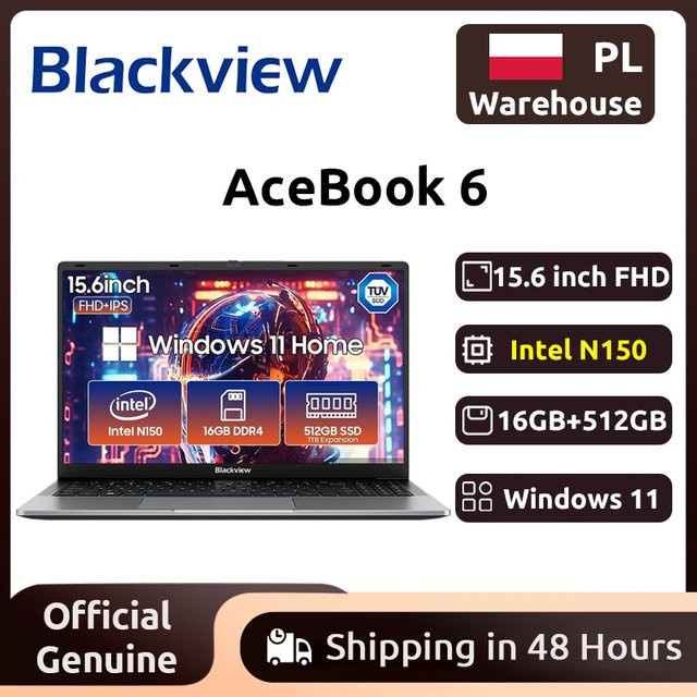 Blackview AceBook 6 Laptop mit Intel Twin Lake N150 CPU, 15,6 Zoll FHD+ IPS Bildschirm, 16GB DDR4, 512GB SSD und Windows 11 - Bild 1