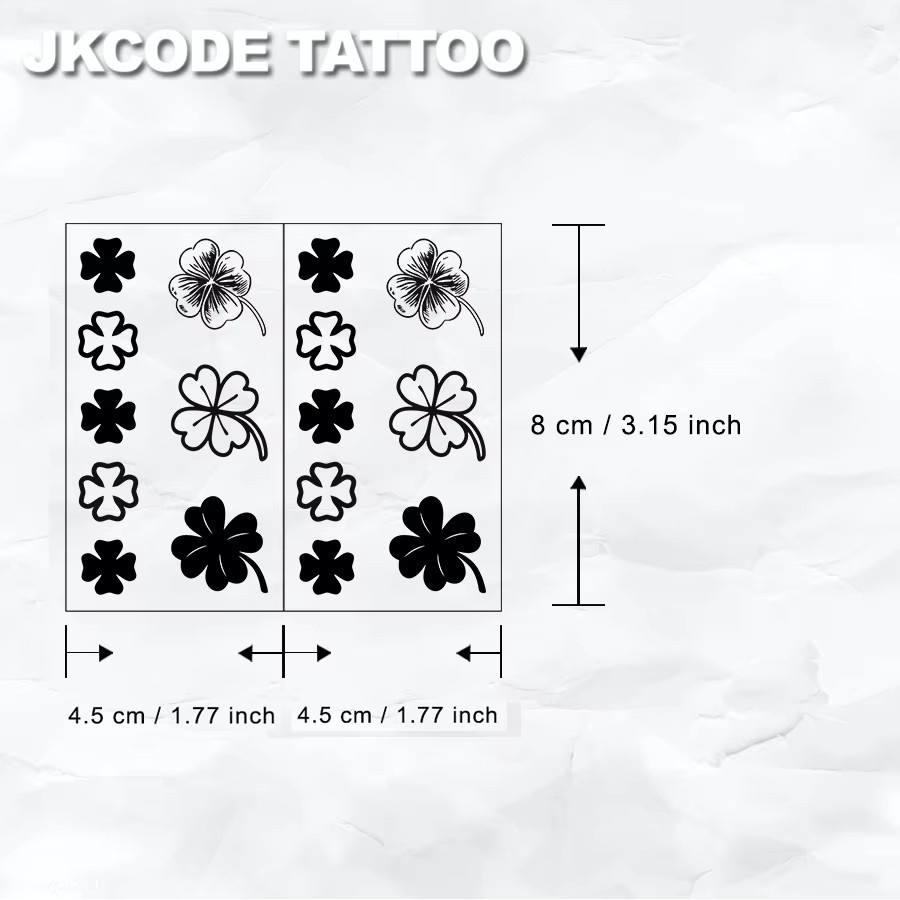 JKCODE TATTOO Temporäre Tattoos Lucky Shamrocks, 2 Stück, Damen - Bild 3