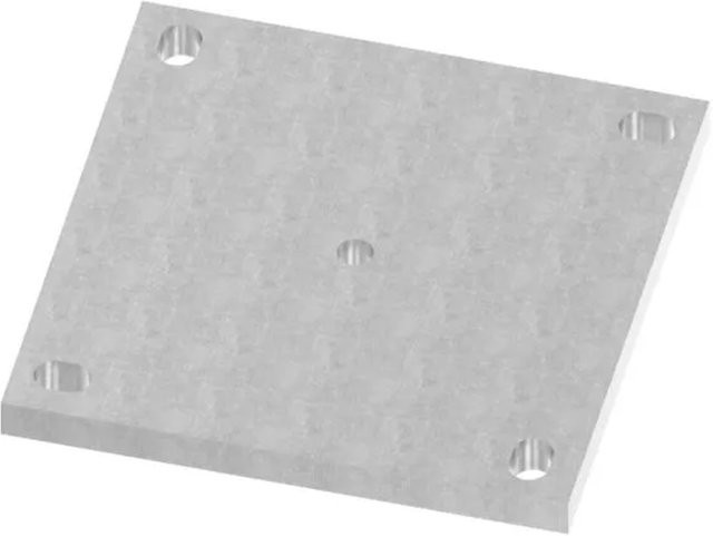 FeNau Ankerplatte aus Stahl in Silber mit Langlöchern, B/T/H: 200 x 200 x 15 mm - Bild 1