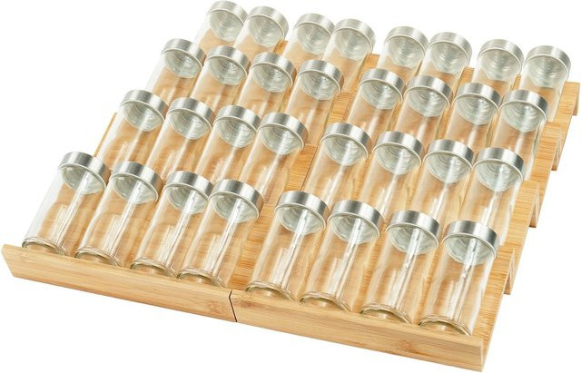 Relaxdays Gewürzregal 8er Set aus Bambus in Natur Braun, verstellbar, B/T/H: 48,5 x 4 cm x 40,5 cm - Bild 1
