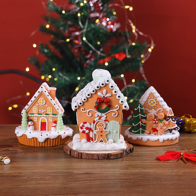 Mairuige Weihnachts-Schneehäuschen aus Keramik als Miniatur-Landschaftsdekoration in Mehrfarbig für Tisch und Fenster - Bild 1
