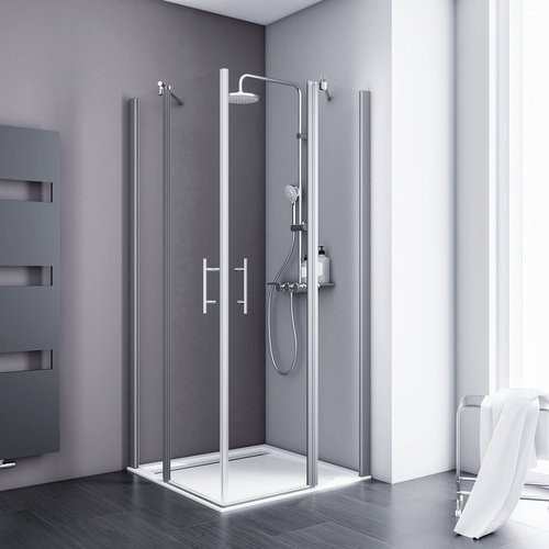 Schulte Duschkabine AlexaStyle 2.0 Eckeinstieg in Silber mit Easy-Clean-Beschichtung, B/T/H: 90 x 90 x 192 cm - Bild 1