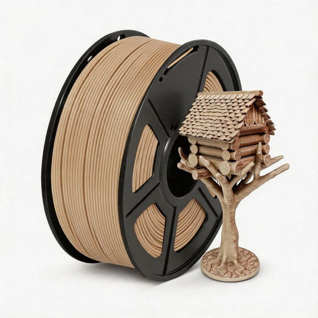 MANLANG Holz-PLA 3D-Drucker-Filament 1,75mm FDM in Braun, 250g Spule - Bild 1