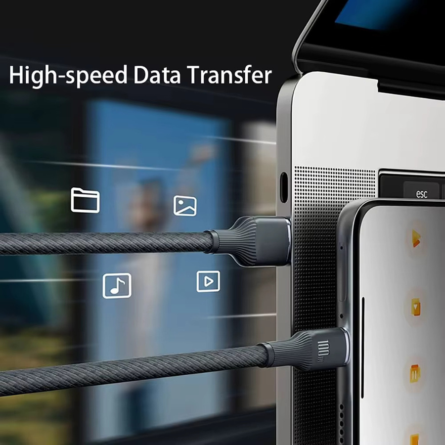 NNBILI USB-C zu USB-C Schnellladekabel 100W mit PD für iPhone 16 17, MacBook, Samsung und Xiaomi in Schwarz oder Grau - Bild 3