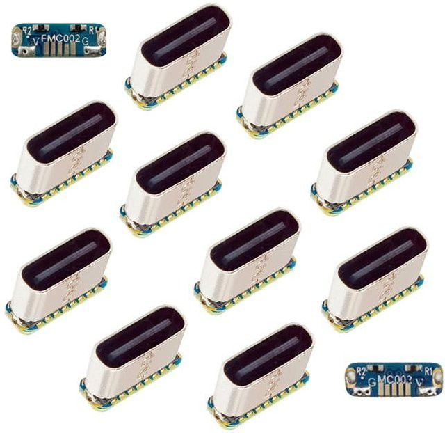 HUXUAN USB-C Ladeanschluss Set für PCB-Lötarbeiten, 2 Stück DIY-Reparaturadapter, 5-polige USB-C Buchse in Silber, SMD/SMT Typ - Bild 1