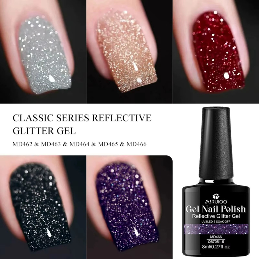 MSRUIOO Glitter Gel Nagellack Set, 8 Stück, Reflektierend, Glänzend - Bild 4