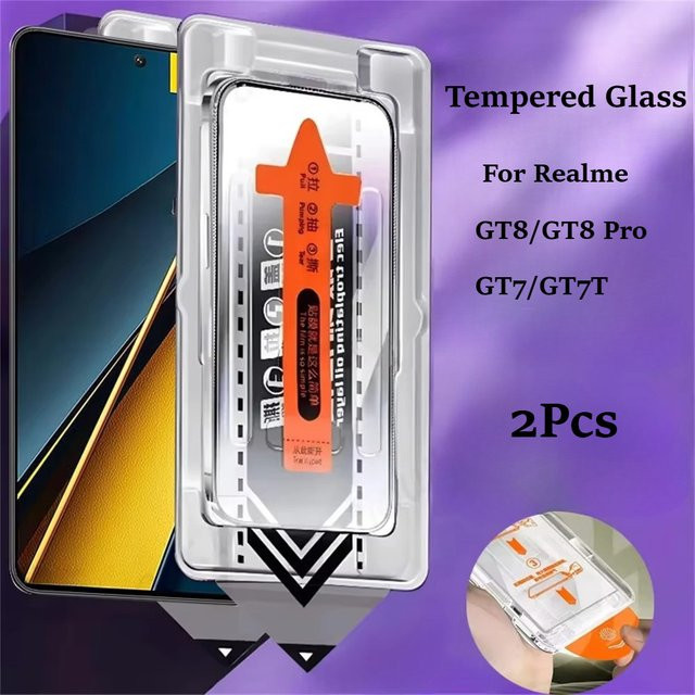 2 Stück Realme GT 7 Displayschutzfolie aus gehärtetem Glas, transparent - Bild 1