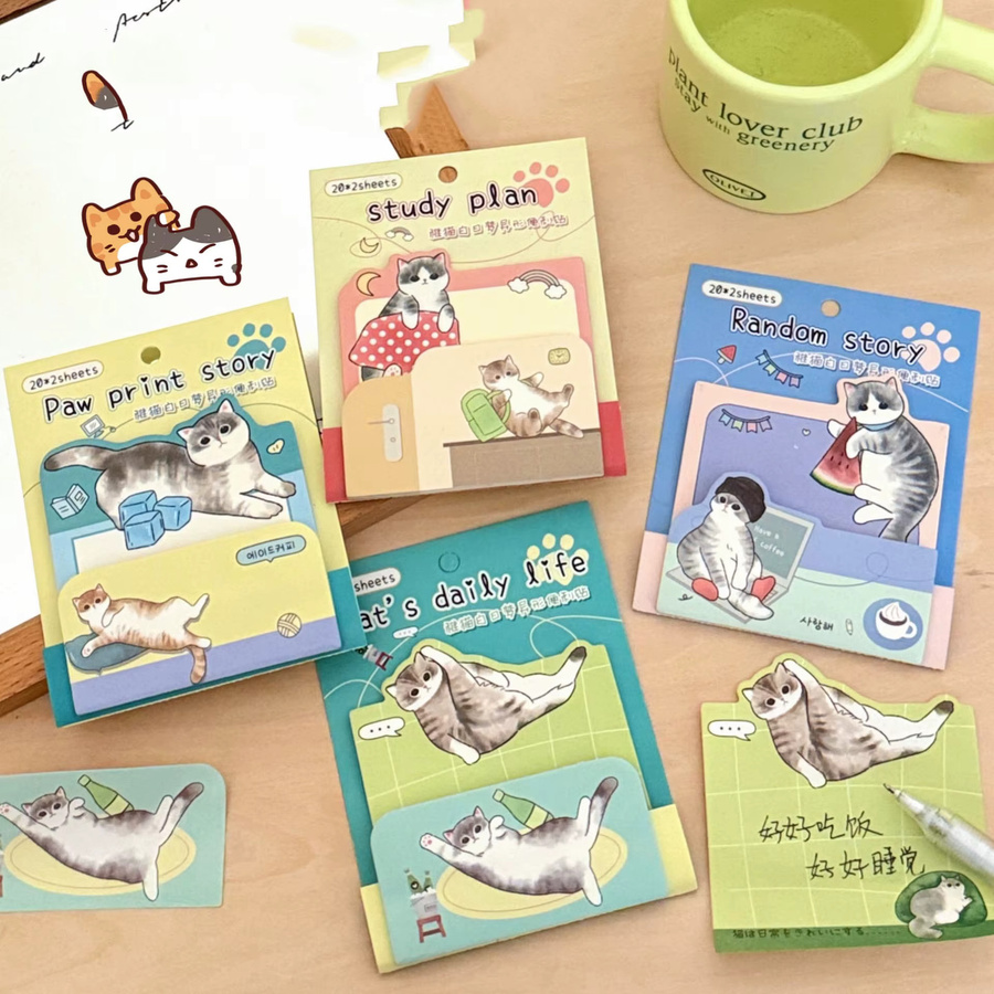 Post-it Haftnotizen mit Cartoon-Katzen-Planer, Multicolor, 40/160 Blatt - Bild 2