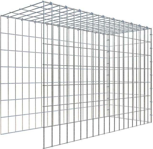 Gabiona C-Ring Anbaukorb Typ 4 in Silbergrau, B/T/H: 70 x 100 x 40 cm, Maschenweite 5 x 10 cm - Bild 1