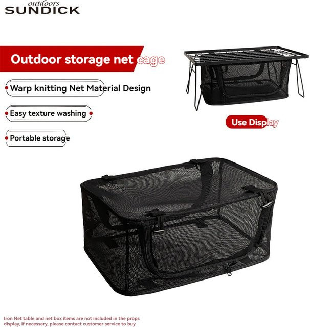 SDK Outdoor-Geschirr-Aufbewahrungsbox aus Netzstoff in Schwarz, faltbare Mehrzweck-Tischaufbewahrungsbox - Bild 1
