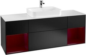 V&B Waschtischunterschrank Finion mit Wandbeleuchtung, Blau lackiert, Breite: 160 cm - Bild 1