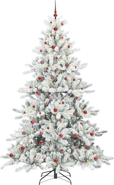 vidaXL Künstlicher Weihnachtsbaum in Weiß mit 300 warmweißen LEDs, 240 cm Höhe, klappbar aus PVC - Bild 1