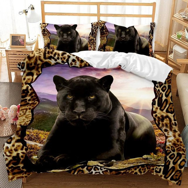 Black Panther Bettwäsche Set für Kinder aus Microfaser, Blau/Mehrfarbig, B/H: 140 x 210 cm - Bild 1
