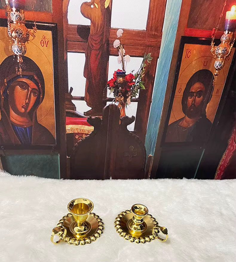 HTISOK Orthodoxe Kerzenständer aus Legierung in Gold für die Tischdekoration - Bild 2