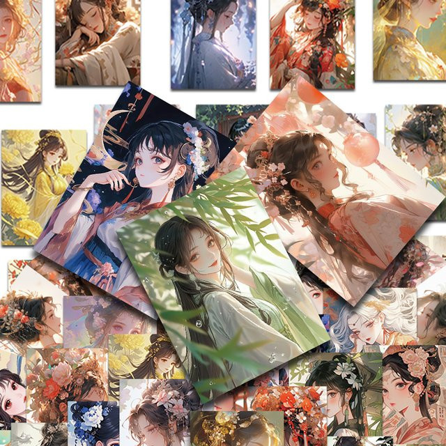 50 Stück Orientalische Mädchen Aufkleber, Wasserdichte Ästhetische Sticker in Multicolour für Laptop, Sammelalbum und Koffer - Bild 1