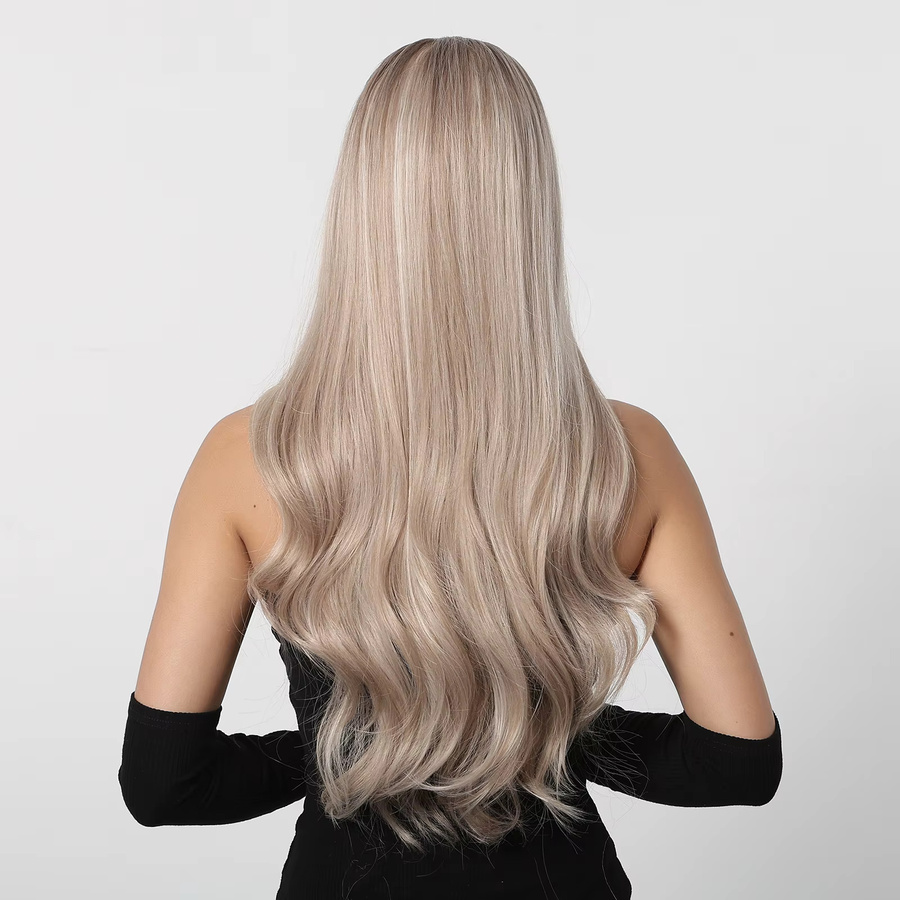 GEMMA Perücke, aschbraun blonde lange gewellte Kunsthaarperücke, Damen - Bild 2