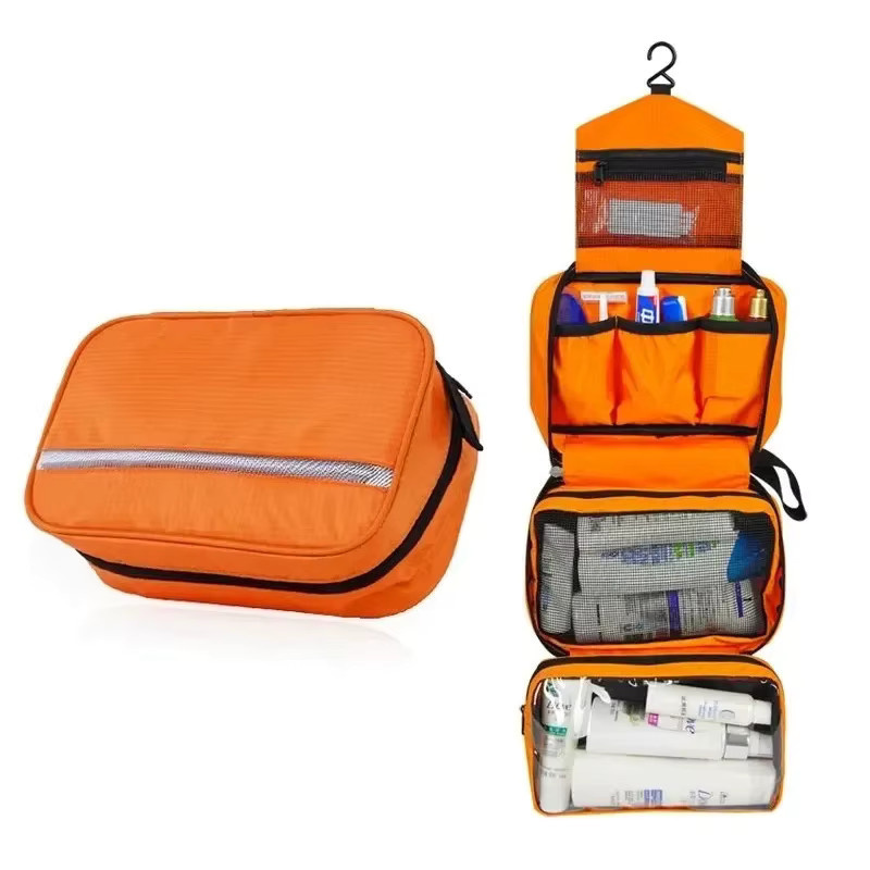 Robuste Duschtasche von DUTRIEUX mit Haken zum Aufhängen, Kulturbeutel und Make-up-Organizer in Orange - Bild 1
