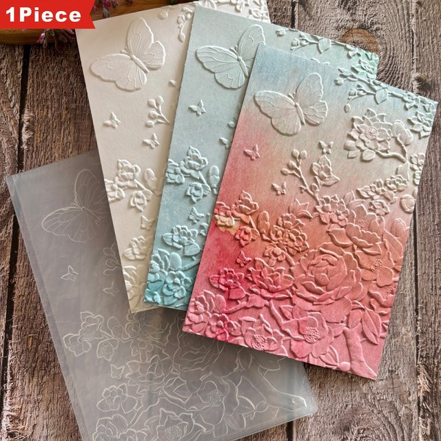 3D-geprägter Ordner Splendor zwischen Texturen Skizzen von Blumen und Schmetterlingen aus Papier - Bild 1