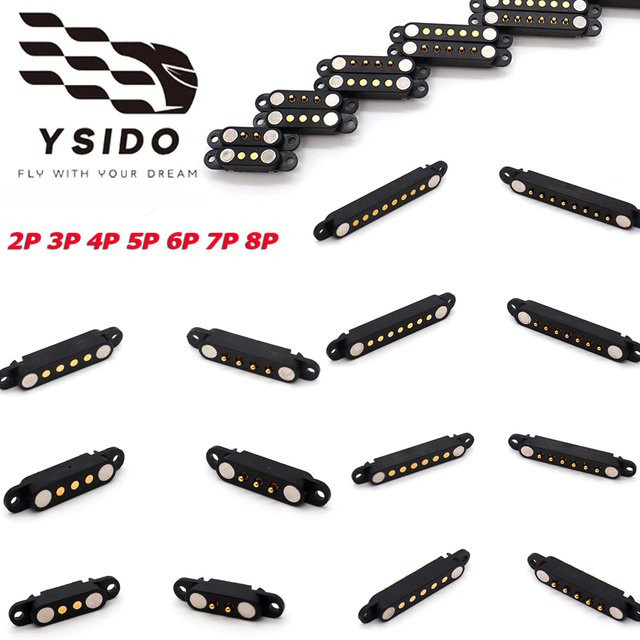 YSIDO Wasserdichte DC Magnetische Pogo Pin Stecker Set, Männlich und Weiblich, Farbe: Schwarz - Bild 1