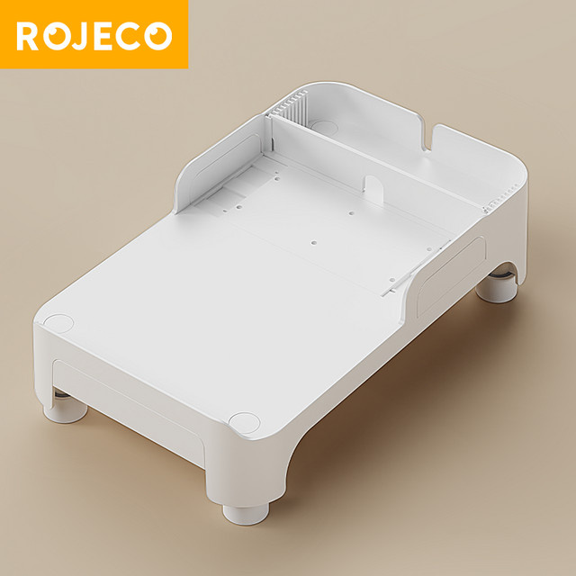 ROJECO Multifunktions-Futterspender in Weiß mit erhöhter und höhenverstellbarer Halterung für Katzen und Hunde mit Einzel- oder Doppelschüssel - Bild 1