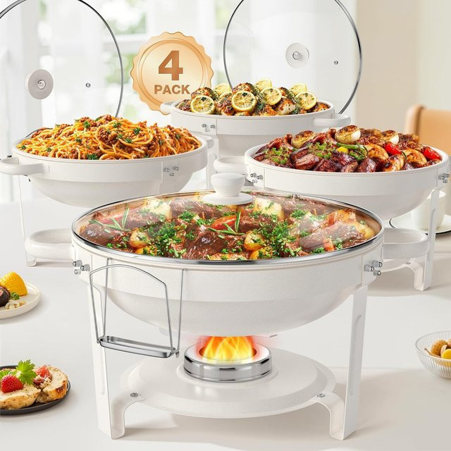 BAIJL Chafing Dish für Buffet in Weiß mit Glasdeckel, stapelbar, 5QT - Bild 1