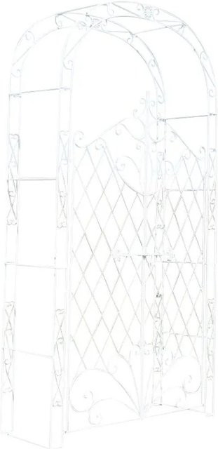 DELUKE Rosenbogen MINDEN mit Tor aus Metall in Weiß, Rankhilfe für den Garten, B/T/H: 120 x 40 x 220 cm - Bild 1
