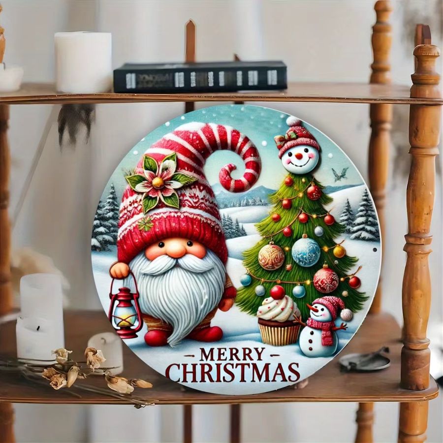 HELLOYOUNG Metallschild Weihnachtszwerg für Bauernhaus, Küche und Garten, B/H: 20 x 20 cm - Bild 5